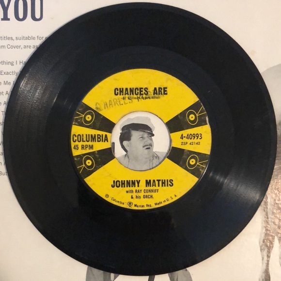 Johnny Mathis The Twelfth Of Never Vinyl 45 Record '57 - Picture 2 of 4